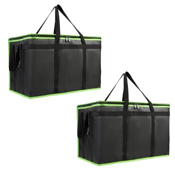 Складні, ізольовані сумки для їжі з шарами, чудово зберігають тепло для кемпінгу та пікніків, водонепроникна сумка-холодильник для кемпінгу (чорно-зелена), 2