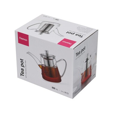 Чайник для заварювання Fissman 600 мл зі сталевим фільтром жаростійке скло (9172)