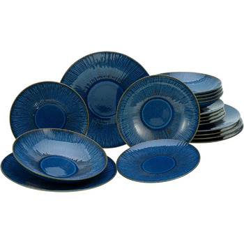 Серія Sea Breeze зелений, набір посуду, 18 предметів (набір тарілок, синій), 10688