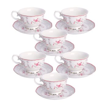 Набір із 6 чашок та блюдець "Рожева троянда" 150 мл fanquare