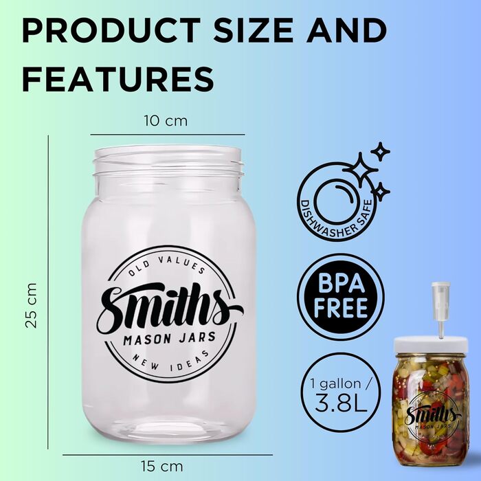 Банка для консервации с крышкой 3,8л Smiths Mason Jars