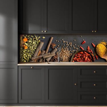 Кухонний фартух 60x80 см Самоклеючий захисний щиток для кухонної стіни Кухонний фартух Кухонні фасади Кухонні фартухи Кухонна стіна Вода - Пейзаж - (Трави - Їжа, 80 x 300 см)