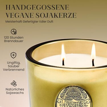 Ароматна свічка M&SENSE Лісова хатина, ароматичні свічки у склянці, натуральна соєва свічка, час горіння 55 годин, подарункові свічки для жінок та чоловіків, подарункова свічка (сандалове дерево та жасмин, 560 г)