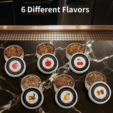 Набор для копчения коктейлей с 8 вкусами деревянной щепы PIPITA