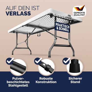 Складний стіл 180x75 см білий Casaria