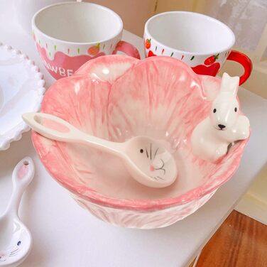 Набір мисок у формі кролика з ложкою рожевий BOSUGE