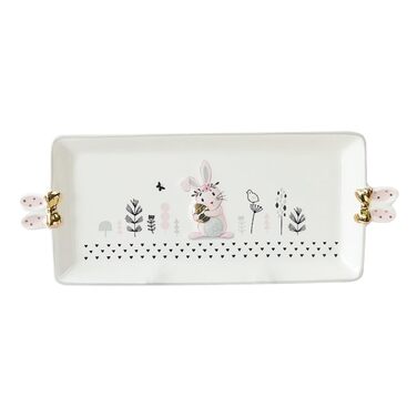 Керамічна сервірувальна тарілка з малюнком кролика 35,5 х 15 см ROMISBABA