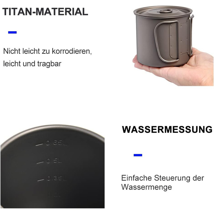 Туристична чашка з титану 600 мл widesea