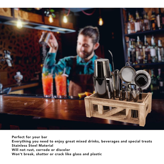 Набір для коктейлів з дерев'яною підставкою UPQRSG