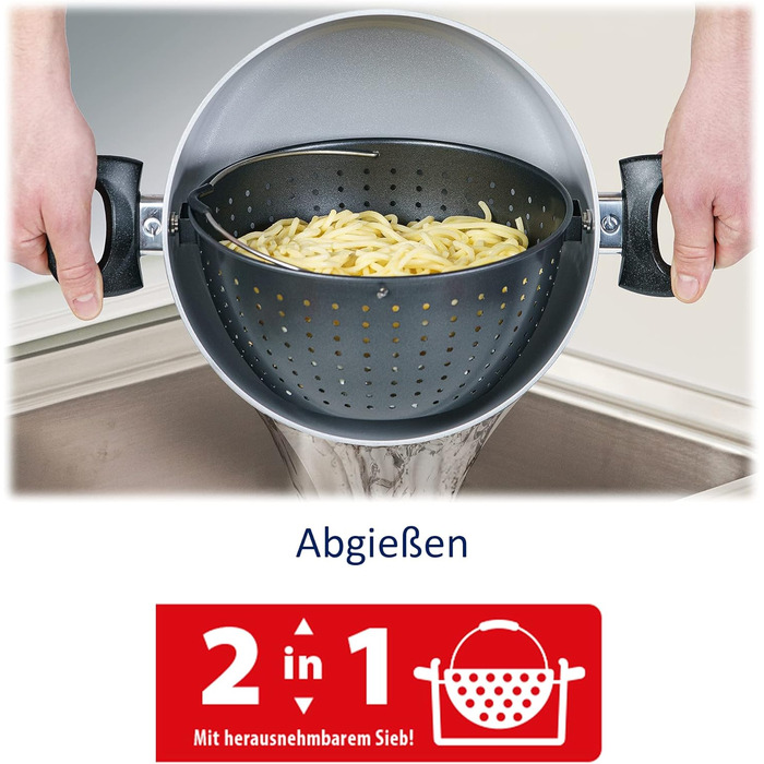 Кастрюля 3,7л с ситом-вставкой и стеклянной крышкой 20 см Cerafit Magic Pot Genius