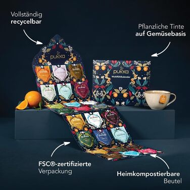 Адвент-календарь 2024, 24 чайных пакетика 12 видов чая Pukka
