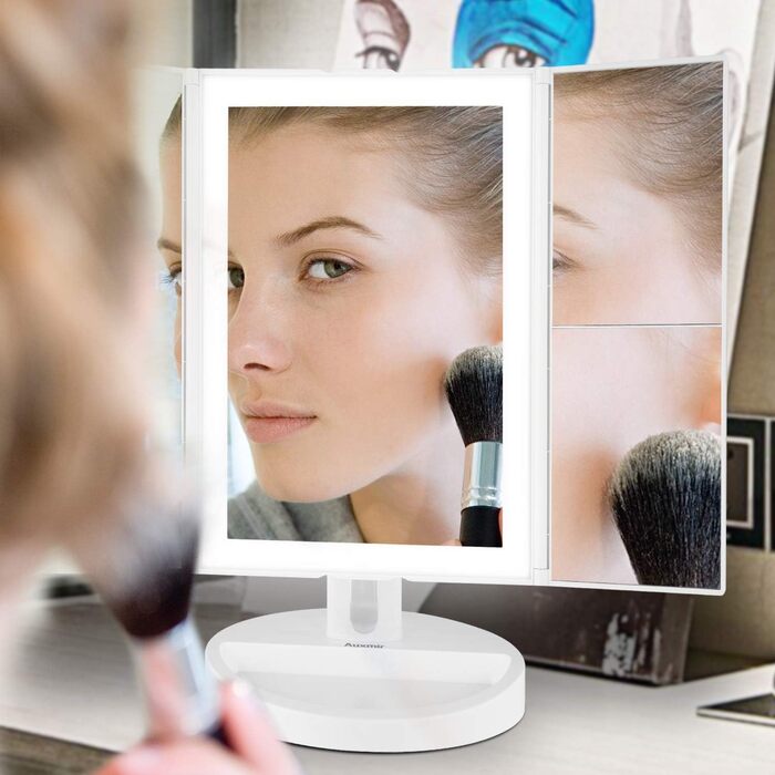 Зеркало косметическое настольное с подсветкой и 10-кратным увеличением Auxmir