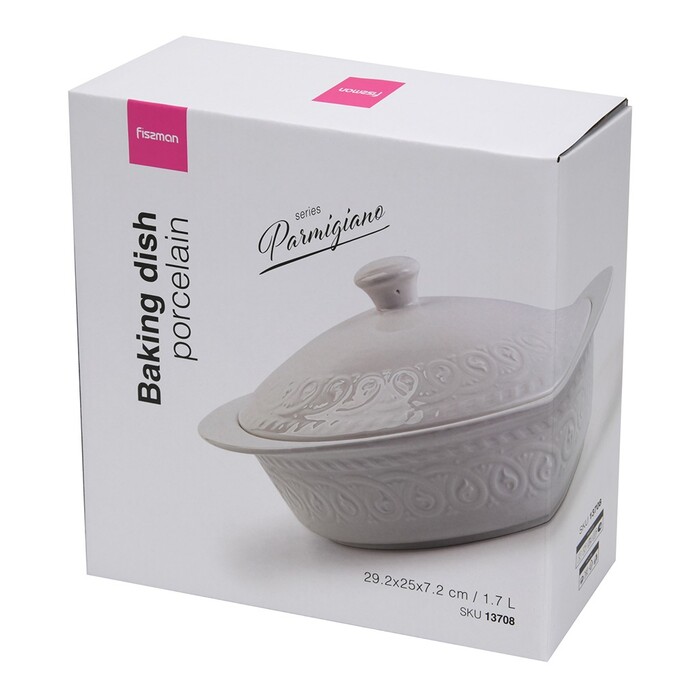 Форма для запікання Fissman кругла з кришкою PARMIGIANO 292х25х72 см / 17 л порцеляна (13708)