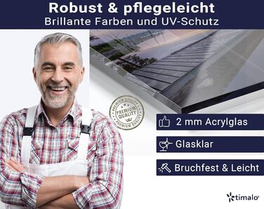 Кухонний фартух timalo зі скляним ефектом акрилове скло 2 мм Захист від бризок для плити, скляний фартух, акрилові скляні стінові панелі, захисна панель для фартуха Бетонно-синьо-сірий (60x52 см, 207- Seeblick)