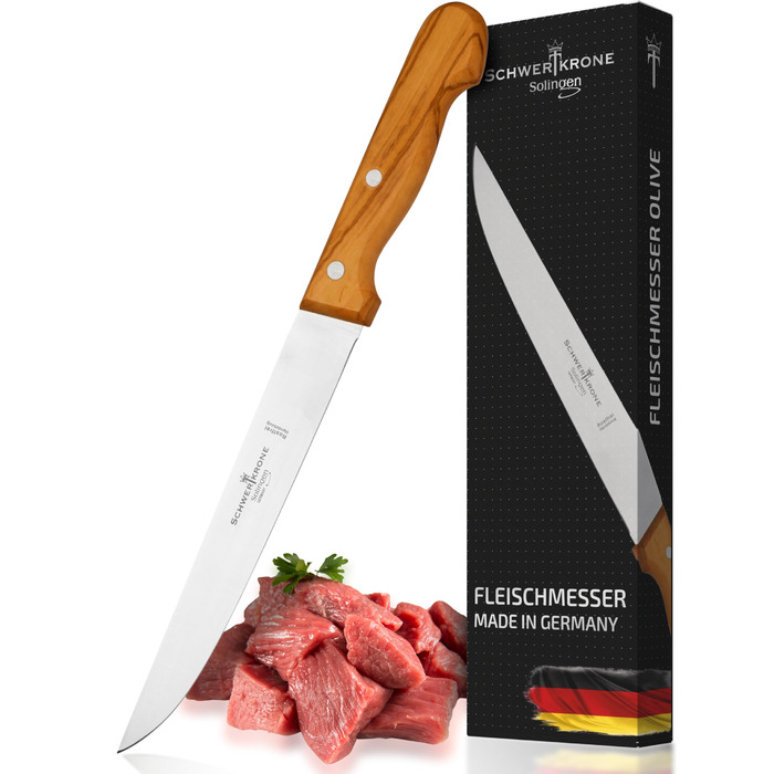 Нож для мяса Schwertkrone Рукоять из оливкового дерева Универсальный нож Нож для ветчины (20 см)