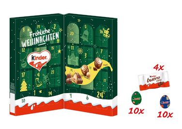 Різдвяний адвент-календар 2025 з 24 шоколадними сюрпризами, 121 г Kinder