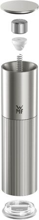 Млинок для спецій WMF Signature Pro, керамічний млинок, регульований рівень помелу, легке наповнення, млинок для солі та перцю, магнітна кришка для захисту аромату, нержавіюча сталь, 0604036030