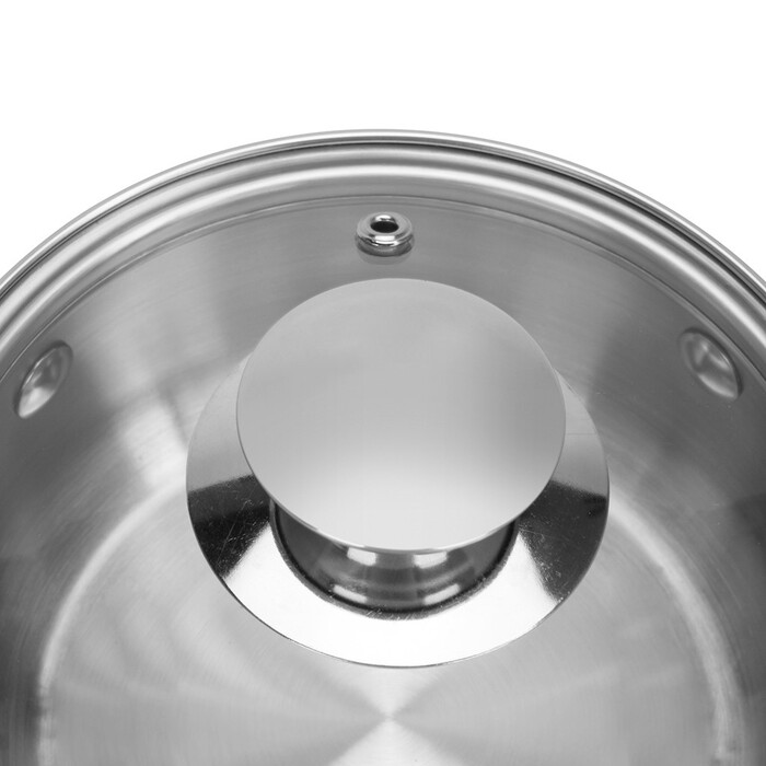Каструля Fissman GULLIVER 14x7 см 1,1 л зі вставкою-пароваркою 14x6,5 см та скляною кришкою нержавіюча сталь (5428)