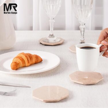 Підставки під чашки з оніксу Верона, 8.9 см, ручної роботи, з підставкою, набір 6 шт. - для офісу, напоїв, кави, бару та обіднього столу