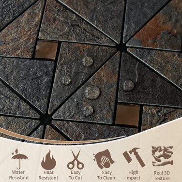 Фартух DICOFUN з мідної плитки, що знімається та клеїться, нержавіюча сталь, для кухні, металевий, фартух для плити, 0 листів (10, рустикальний сланець)