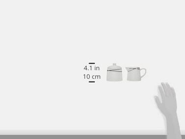 Серія Осло, набір тарілок із 12 предметів для 6 осіб з порцеляни, класичний столовий сервіз, позачасовий, елегантний, чорно-білий (цукорниця, глечик для молока), 920673