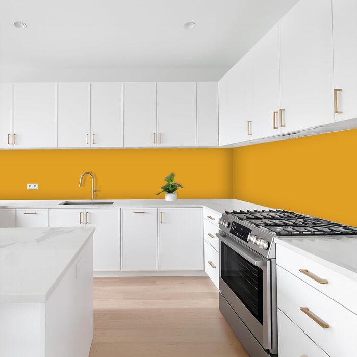 Кухонний фартух 60x250 см, самоклеючий фартух, кухонний фартух, кухонний фасад, самоклеючі кухонні фартухи - Осінь (Охристо-жовтий - Однотонний, 60 x 500 см)