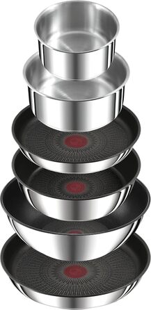 Набір посуду для індукційного приготування Tefal Ingenio Preference On з 15 предметів зі знімною ручкою, що штабелюється, економить місце, з антипригарним покриттям, простий у використанні та чищенні, набір посуду для індукційного приготування L97495 (наб