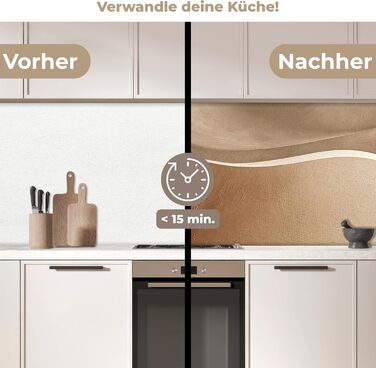 Кухонний фартух 60x80 см Самоклеючий захисний щиток для кухонної стіни Кухонний фартух Кухонні фасади Кухонні фартухи Кухонна стіна Вода - Пейзаж - (Бежевий - Природа, 80 x 300 см)