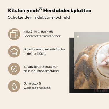 Фартух для плити, кухонний фартух, вініл, 78x52 см, декор для кухні, облицювання стіни, кришка для плити - сіро-чорна (сипуха - тварина, 52Д x 59Ш см)