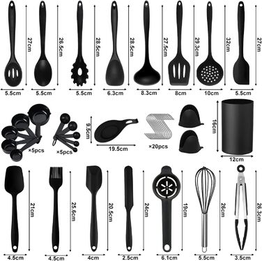 Набір кухонного приладдя, 49 предметів, чорний TAVADA