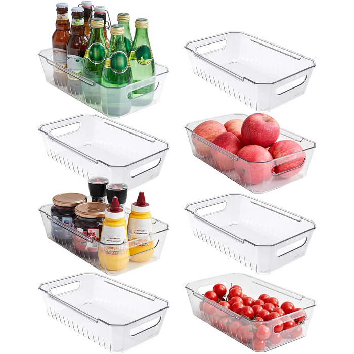 Набір органайзерів для холодильника Lifewit 8 шт. , контейнер для зберігання контейнера для зберігання холодильника Прозорий контейнер для зберігання Коробки-органайзери для кухонної морозильної камери, стільниця комори, без бісфенолу А 8 шт.