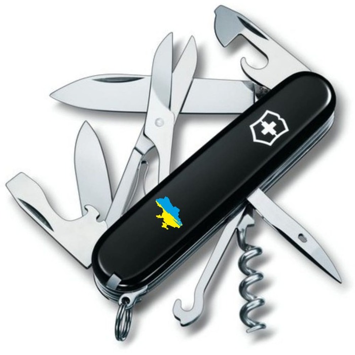 Нож Victorinox Climber Ukraine 91мм/14funk/черный /Карта Украины син-окт.