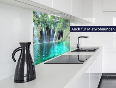 Кухонний фартух timalo зі скляним виглядом Північне море, очерет, захід сонця, океан, солома 2 мм акрилове скло Бризокості для плити, кухонний скляний фартух, акрилові скляні стінові панелі, захисна панель для фартуха (80 x 50 см, 312- Водоспади)