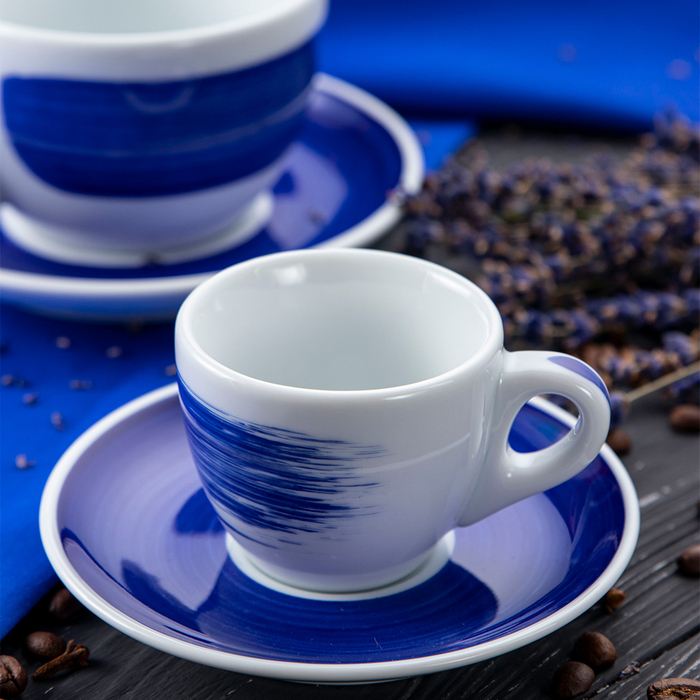 35113 Чашка espresso 75 мл Blue stroke B 'Verona Millecolori Hand Painted Brush stroke B Blue with S