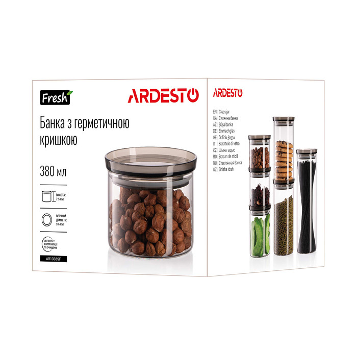 ARDESTO Банка для зберігання Fresh, 380мл, скло, пластик, прозорий