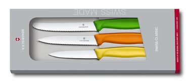 Кухонный гарнитур Victorinox SwissClassic Набор для очистки овощей 3 ножа из червячка/помара/зеля. ручка (8,10,11см) в подарочной упаковке.