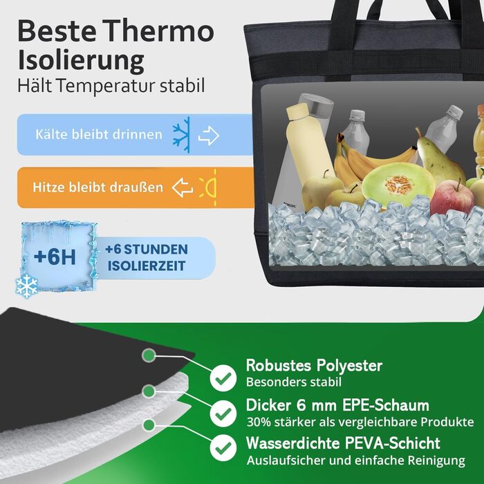 Велика складна термосумка 30 л темно-сіра COTTARA