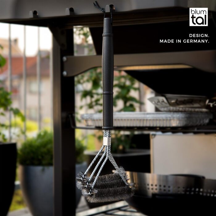 Кошик для гриля 29,5 x 29,5 x 6 см із щіткою 42 см, нержавіюча сталь Blumtal