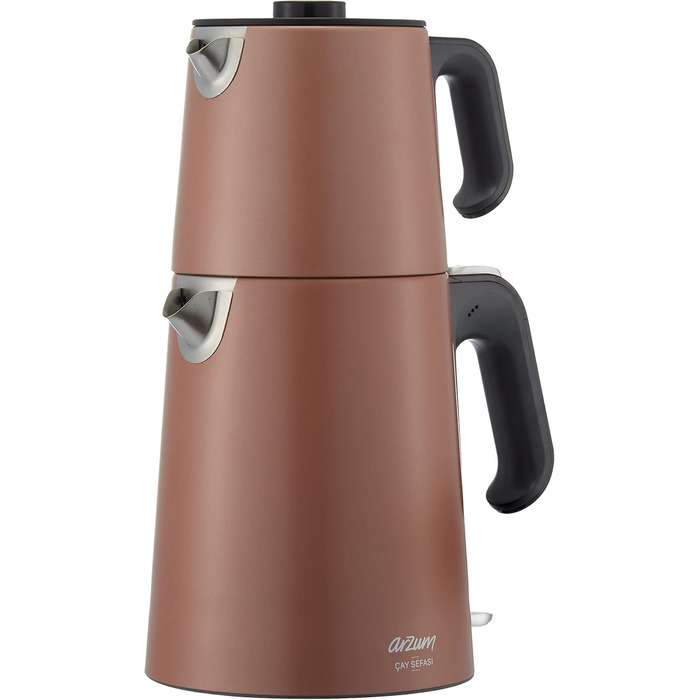 Електричний турецький чайник, 2200 Вт, чайник 3,5 л, скляний чайник 1,2 л, нержавіюча сталь, інтелектуальний контроль температури, захист від кипіння (84 см, Sunset)