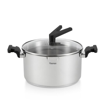 Каструля Fissman ELIZ 24x13 см/5,6л. зі скляною кришкою нерж. сталь (5319)