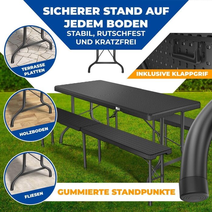 Складной стол для кемпинга 183 х 76 х 74 см KESSER