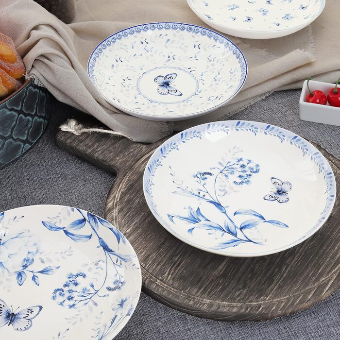 Набор з 4 тарілок 20 см Blue Butterfly fanquare