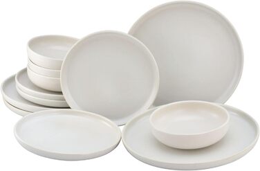 Набір посуду серії Uno з 16 предметів, комбінований посуд з кераміки (Offwhite, посуд з 12 предметів), 22978
