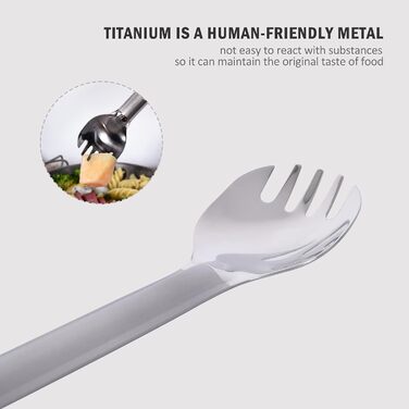 Титановая ложка с длинной ручкой Вилка Spork Суп для кемпинга Рис Закуска Столовые приборы с полированной чашей Сверхлегкая открытая конюшня для пикника Многоразовая дорожная посуда с крючком Ti1033T (Ti1032t Spork - 2 шт.)