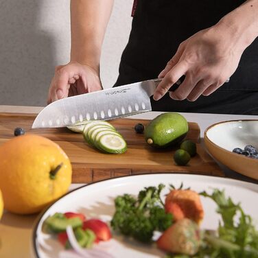 Ніж для чищення овочів linoroso 9 см Ніж для чищення овочів Гострі ножі для фруктів Кухонні ножі Маленькі кухонні ножі Німецькі поковки з вуглецевої сталі Ергономічна ручка з елегантною подарунковою коробкою - Класична серія (8-дюймовий ніж сантоку)