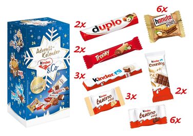 Рождественский адвент-календарь с 24 шоколадными деликатесами, 295 г Kinder & Ferrero