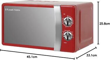 Мікрохвильова піч 17 л, 700 Вт, червоний RHMM701R Russell Hobbs