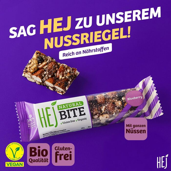 Органічні горіхові батончики - Низьковуглеводна закуска з горіхами - Веганський енергетичний батончик з мигдалем, фундуком та арахісом - Без глютену - Мигдаль та морська сіль 12 x 40 г Мигдаль та морська сіль 12 шт. (1 упаковка) (Чорниця, 12 шт. (1 упаков
