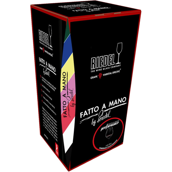 Келих для червоного вина Каберне Совіньйон 834 мл, чорна ніжка Performance Fatto a Mano Riedel