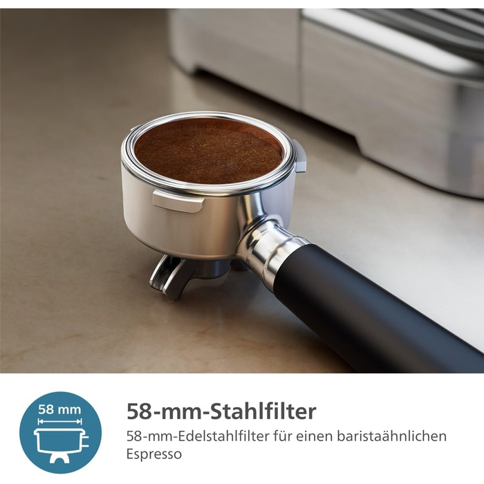 Напівавтоматична еспресо-машина Philips Barista Brew - одинарний та подвійний еспресо кнопка американо, подвійний бункер для зерен 280 г, інтуїтивно зрозумілі інструкції, калібрований тампер (PSA3228/41)